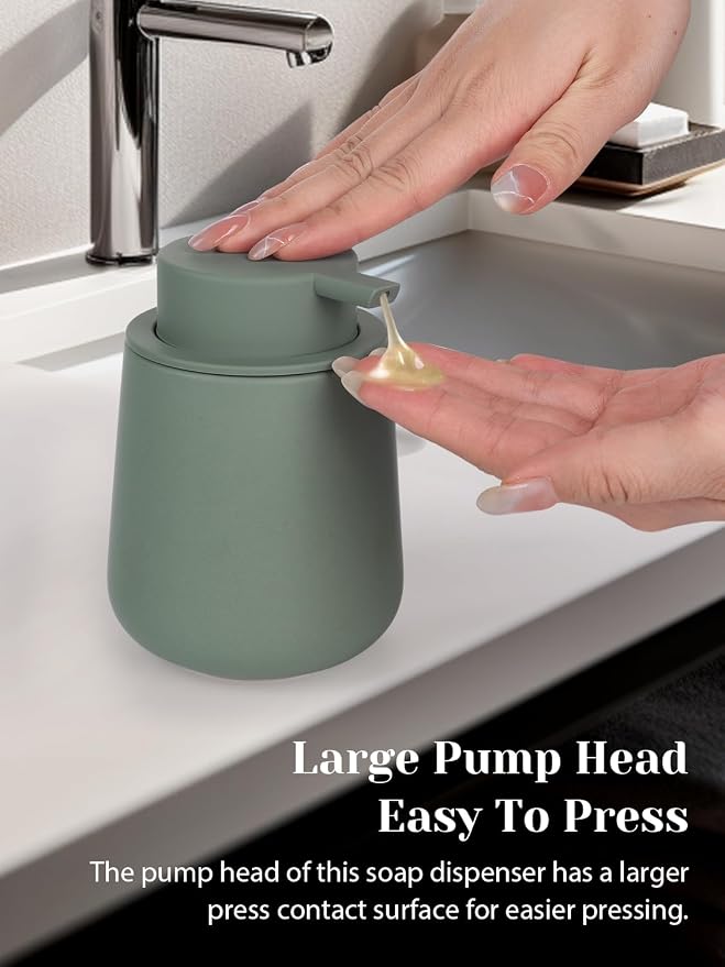 INGOFIN Ceramic Lotion Dispenser - 12oz Refillable Hand Soap Dispenser Bathroom - Image 4