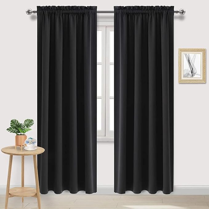 DWCN Black Blackout Curtains for Bedroom, 60 x 84 inches Long by DWCN