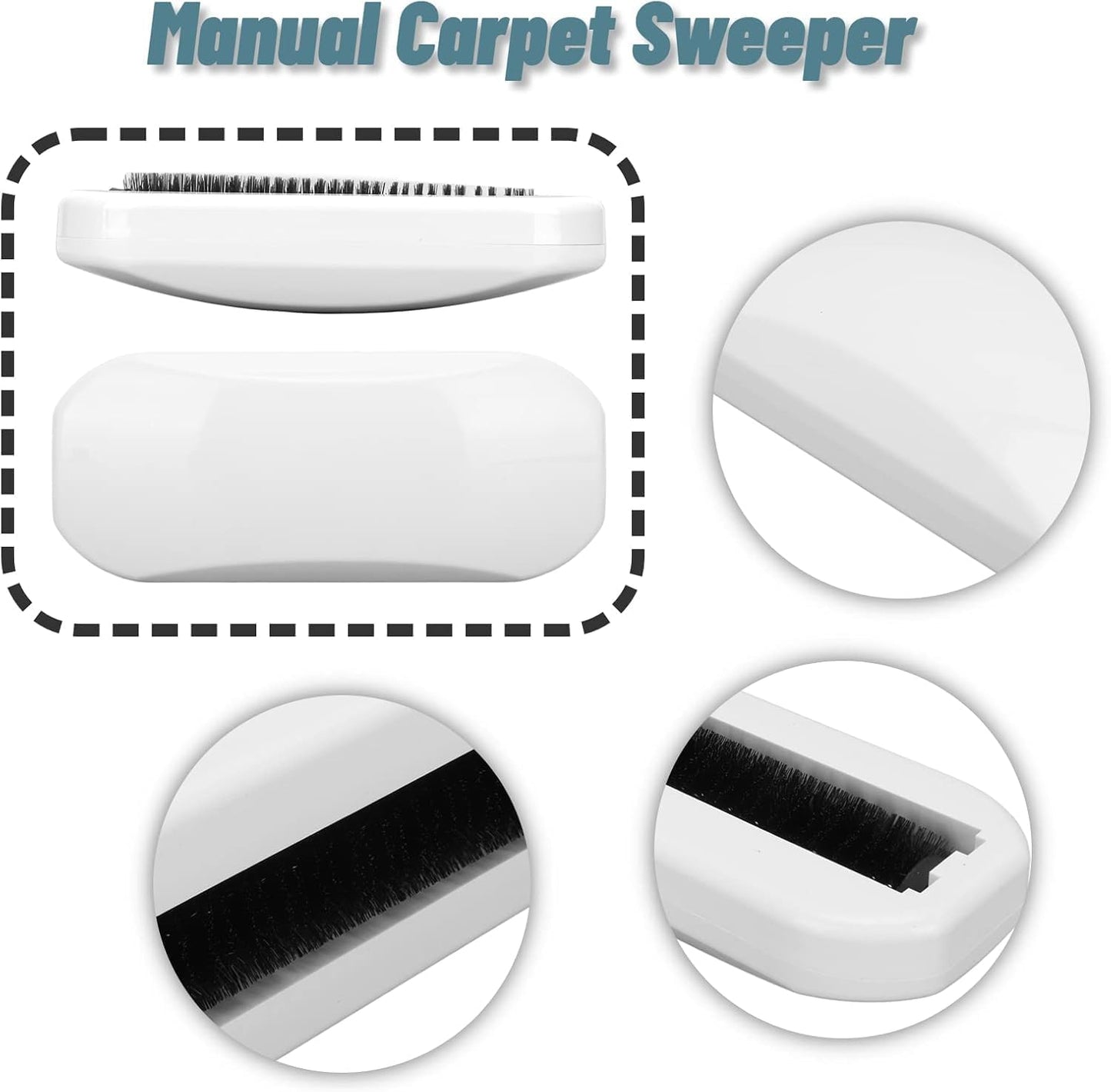 Multi-Functional Table Crumb Sweeper, Handy Rolling Bed Sweeping Brush, Handheld Crumb Sweeper, Soft Bristles Debris Collector for Table, Mat, Bed Sheets, Sofas, Clothes Cleaning Brush (White)