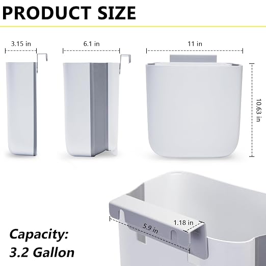 Soddeph 3.2 Gallon Foldable Hanging Trash Can - Image 2