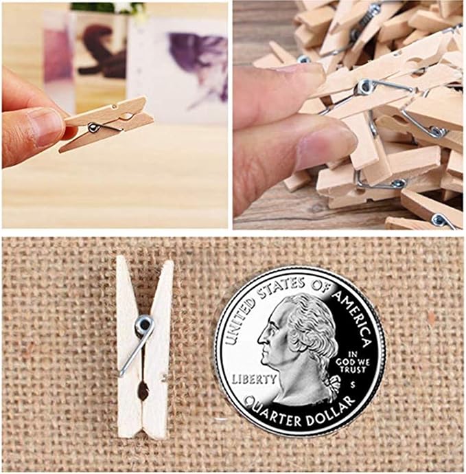 DurReus 50PCS 1.4inch Small Natural Wooden Clothespins - Image 4