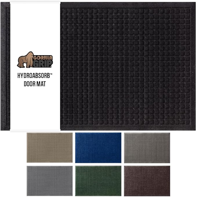 GORILLA GRIP Front Door Mat, Indoor Outdoor Ultra Absorbent HydroAbsorb Doormat by GorillaGrip
