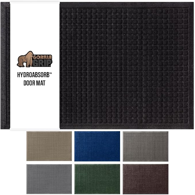 GORILLA GRIP Front Door Mat, Indoor Outdoor Ultra Absorbent HydroAbsorb Doormat by GorillaGrip