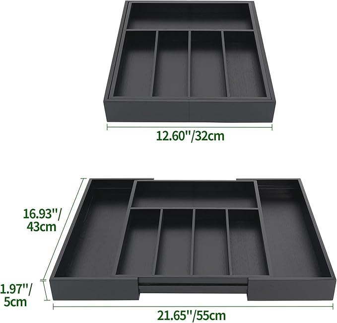 VaeFae Premium Bamboo Drawer Organizer, Expandable Silverware Drawer Organizer - Image 3