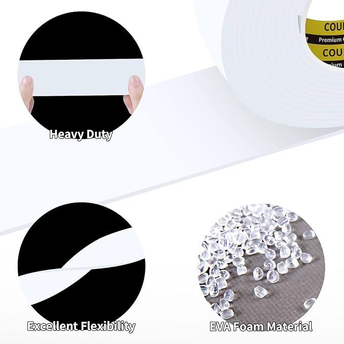 2 Pack Foam Tape 1.77inX16.4FT Sealing Strip Foam Pad Sponge Tape Window - Image 4