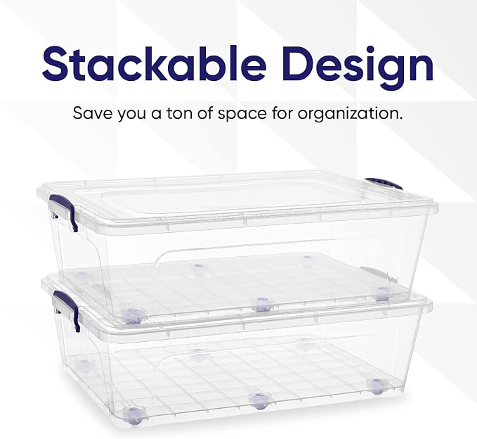 Superio Storage Bins with Lids, Stackable Totes, BPA Free, Odor Free, Organizer - Image 3