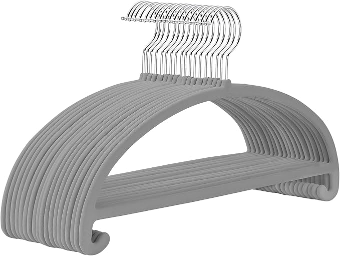 MIZGI 50 Pack Gray Velvet Hangers by MIZGI