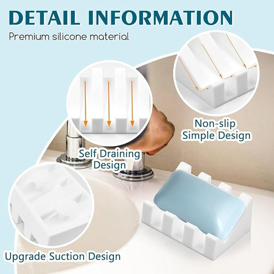 Silicone Soap Dish for Bar Soap Holder for Shower Bathroom Self Draining - Image 2