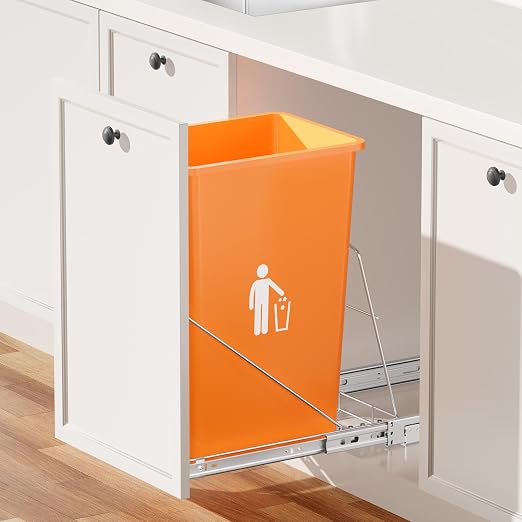 Pull Out Trash Can Under Cabinet, 7-13Gal Cabinet Trash Can Pull Out Kit by RUNMI