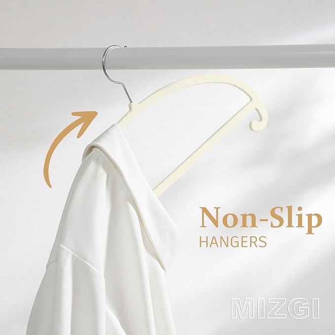 MIZGI 50 Pack Ivory Velvet Hangers - Image 4