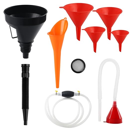 8 Pcs Oil Funnels for Automotive Use, Automotive Funnels Set, Plastic Funnel Set by MUZHUPGUZ