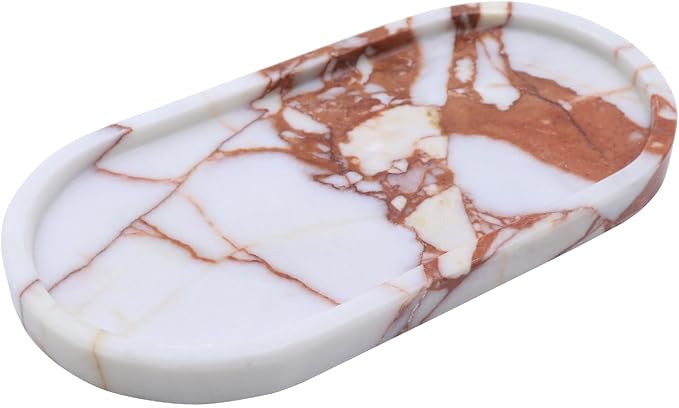 Natural Marble Tray, Oval Vanity Decorative Tray - Image 2