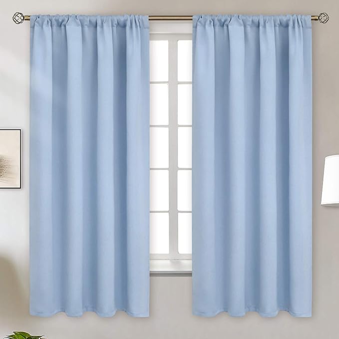 BGment Baby Blue Room Darkening Curtains 63 Inches Long by BGment