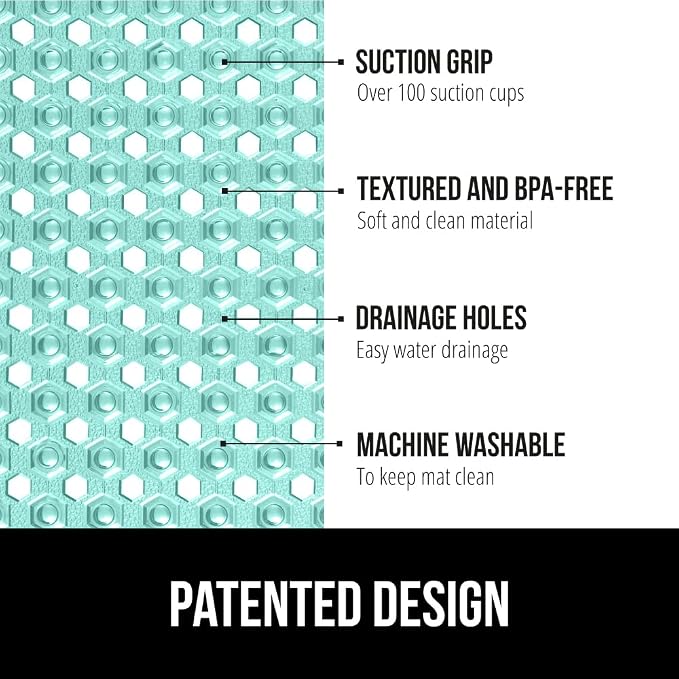 GORILLA GRIP Patented Square Shower Stall Mat, Small Bathtub Floor Mats - Image 2