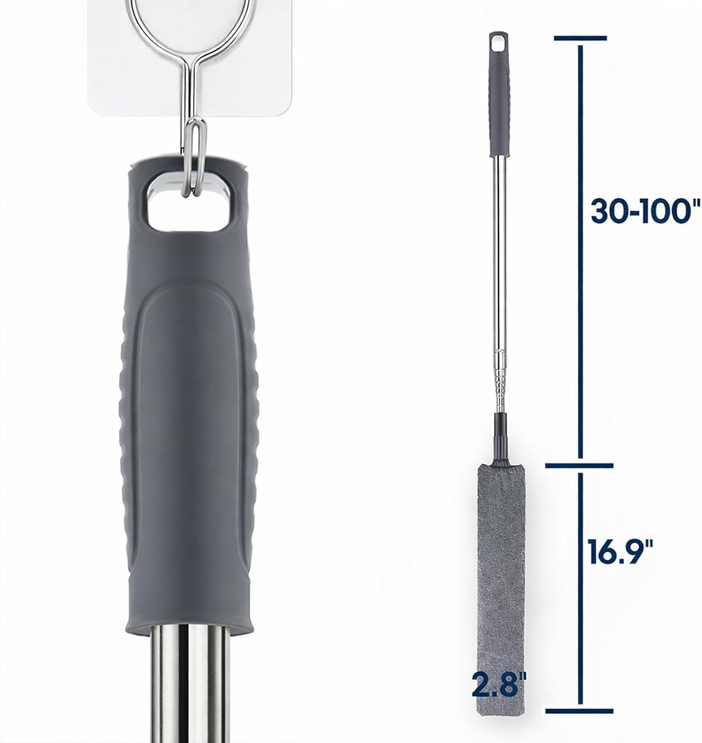 Retractable Gap Dust Cleaner with Extension Pole, Cleaning Tools with 3 Microfiber Dusting Cloths, Extendable Long Handle Duster for Cleaning Under Refrigerator Furniture Appliance