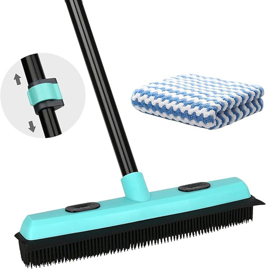 Rubber Broom Carpet Rake for Pet Hair Removal, Fur Remover Broom by KeFanta