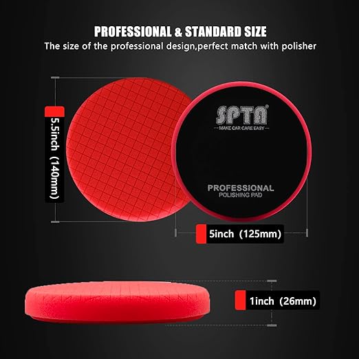 Red Finish Polishing Pads, Buffing Pads, SPTA 1Pcs 5.5 Inch Face - Image 2