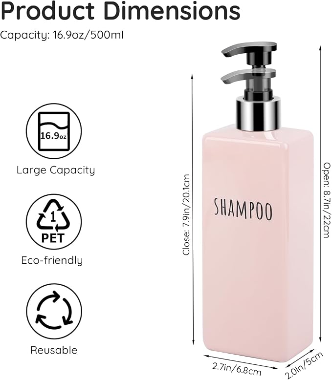 Segbeauty 16.9oz Shower Bottles Refillable, 3 Pack of Shampoo and Conditioner - Image 6