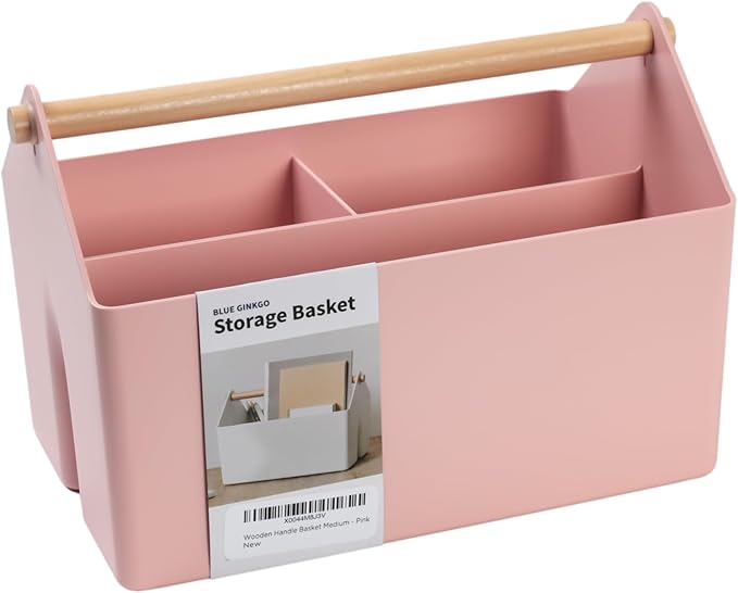 BLUE GINKGO Medium Storage Basket – Plastic Caddy by BLUEGINKGO