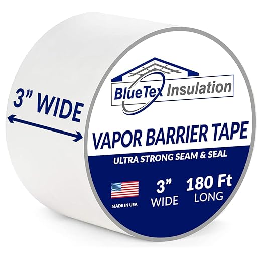 BlueTex Insulationㅤ 3" Wide x 180' Long White Vapor Barrier Seam Tape by BlueTexInsulation