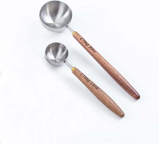 Wooden Scoops for Tea 2PCS Long Handle Coffee Scoop for Sugar Wood and by MediterraneanFoodExperience