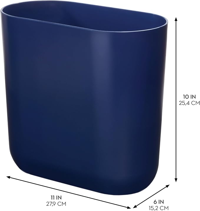 iDesign Small Oval Plastic Bathroom Trash Can - Image 2