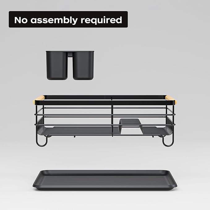 Dish Racks for Kitchen Counter: Wooden Handles, Thickened Metal, No Assembly. - Image 6