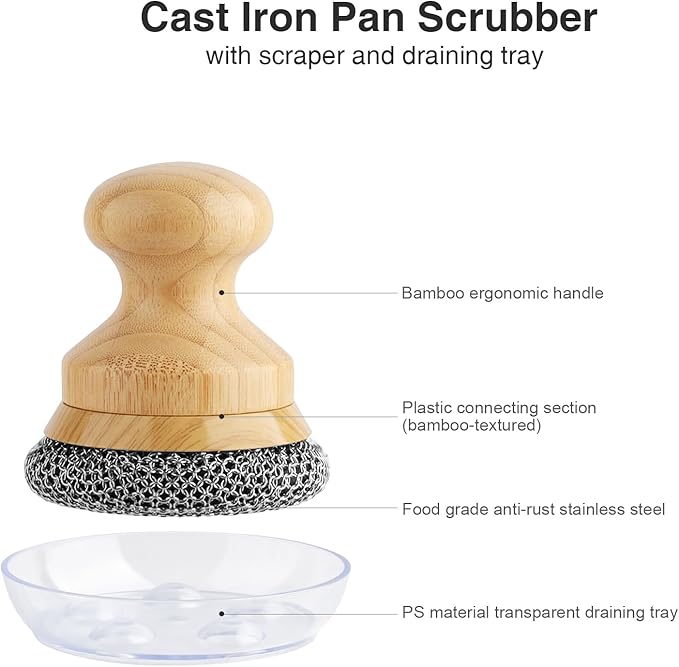 Cast Iron Scrubber and Scraper, Chain Mail Cleaner - Image 4