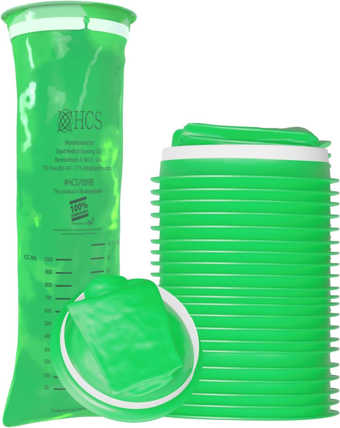 HCS Vomit Bags Disposable, Adults, Kids, Emesis Bags, Throw Up, Barf, Puke | Eco-Friendly, Car, Air Travel, Home, First Trimester Pregnancy Nausea, Morning Sickness, Hospital Patient, Medical, 24, Green