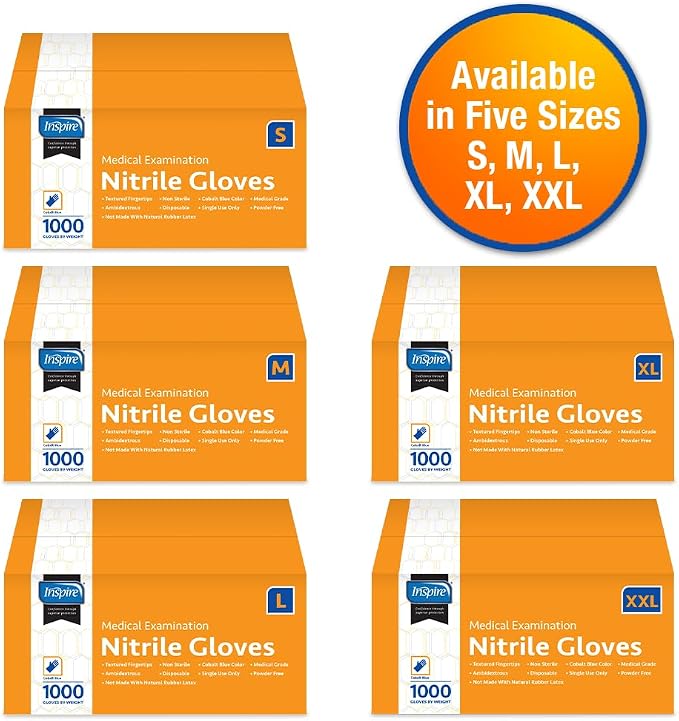 Inspire Nitrile Exam Gloves | The Original Quality Stretch Nitrile Cobalt Blue - Image 2