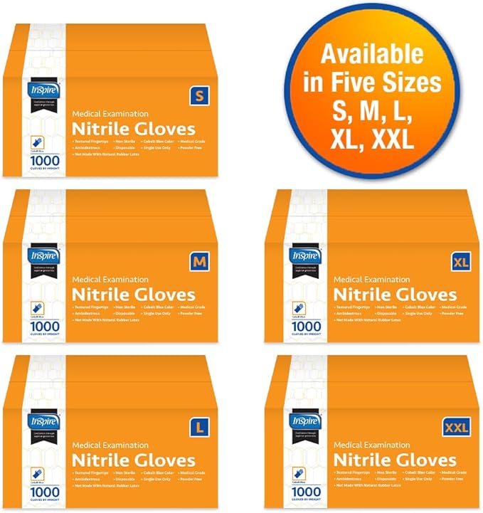 Inspire Nitrile Exam Gloves | The Original Quality Stretch Nitrile Cobalt Blue - Image 2