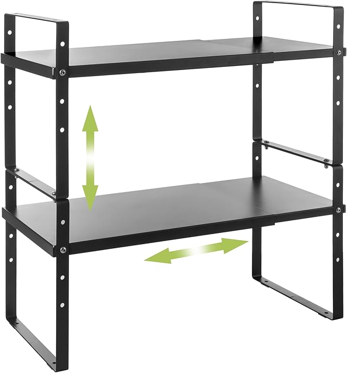 Expandable Cabinet Shelf Organizer Rack, Stackable Kitchen Countertop Organizer by Acorss-Star