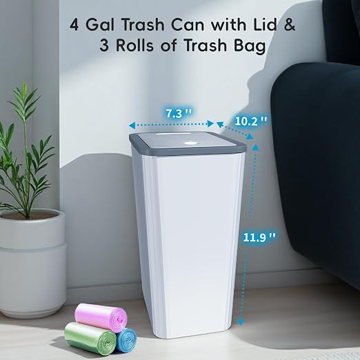 Small Trash Can, 3 Pack 4 Gallons Bathroom Garbage Can - Image 2