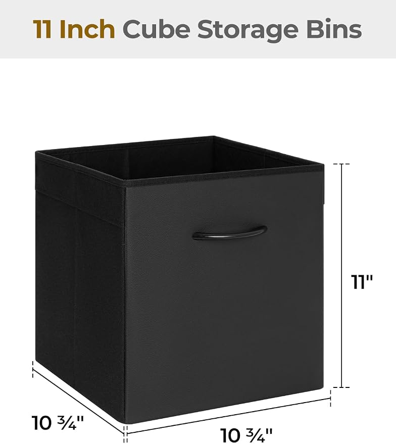 StorageWorks Black Storage Cubes, 11-inch Leather Bins - Image 2