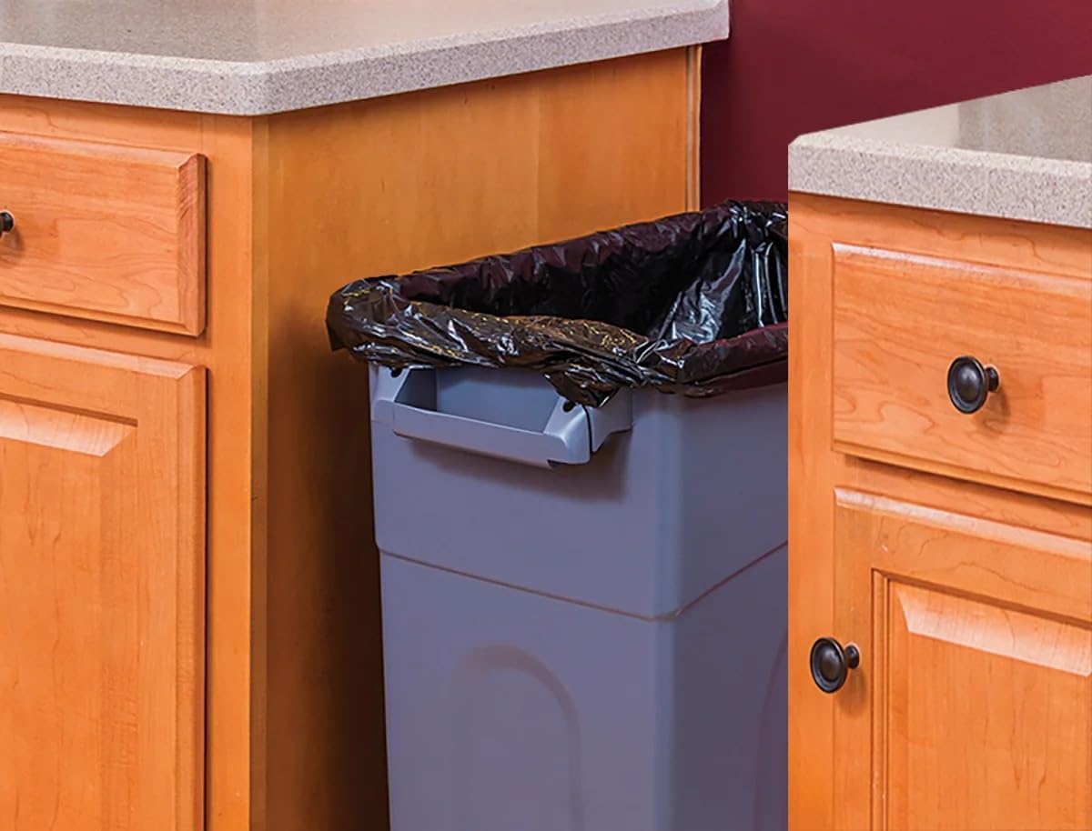 23 Gallon Heavy Duty Narrow Tall Plastic Garbage Container – Black, Space-Saving, Easy Bag Removal, 46lb Capacity