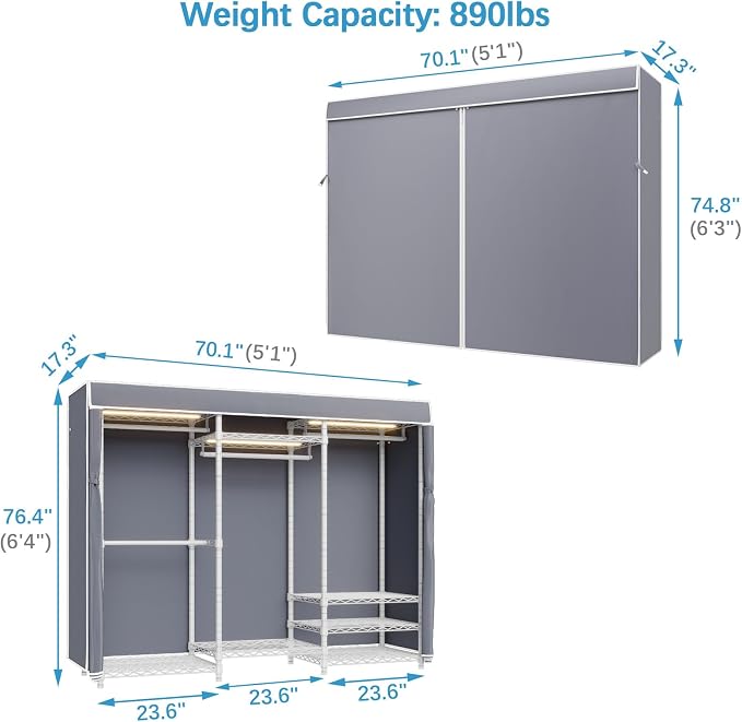 VIPEK V5LC Garment Rack Heavy Duty Covered Clothes Rack - Image 6