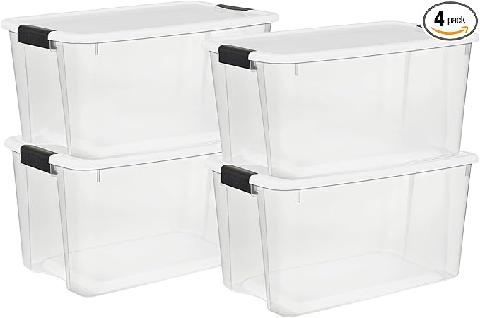 Sterilite 4 Pack Ultra Latching Box, Storage Bins by Sterilite