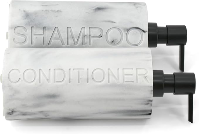 Marble Resin 2 Piece Shampoo and Conditioner Dispenser Set, Luxurious - Image 7