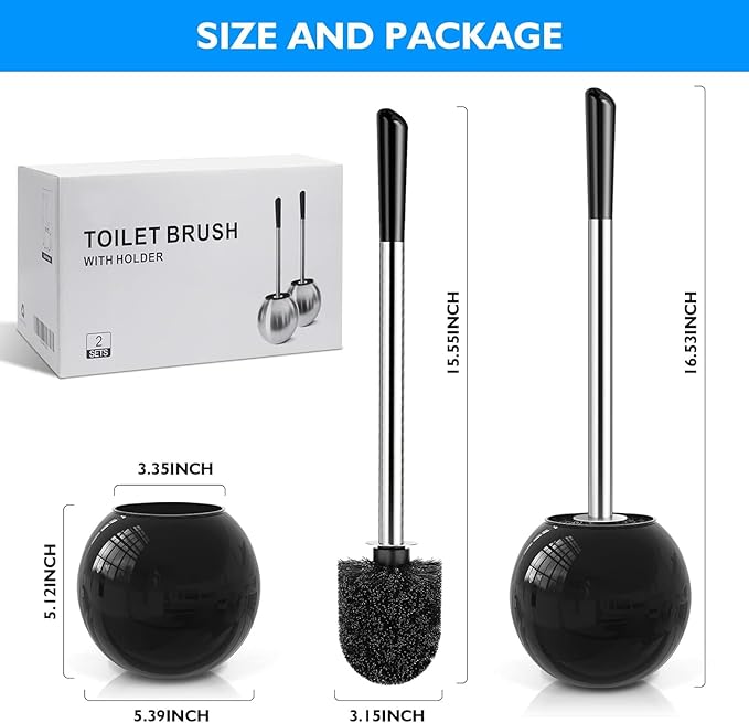 Toilet Brush and Holder 2 Pack, 304 Stainless Steel Toilet Brush - Image 7