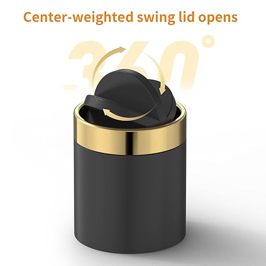 Mini Trash Can with Lid, Desktop Small Trash Can Recycling Bin Cute Metal - Image 2