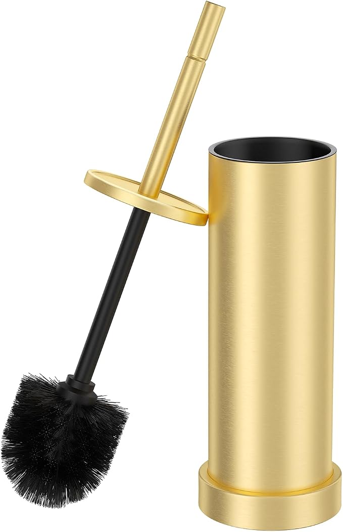 Toilet Brush and Holder Set: 304 Stainless Steel Brushed Gold Toilet Bowl Brush by Unknown