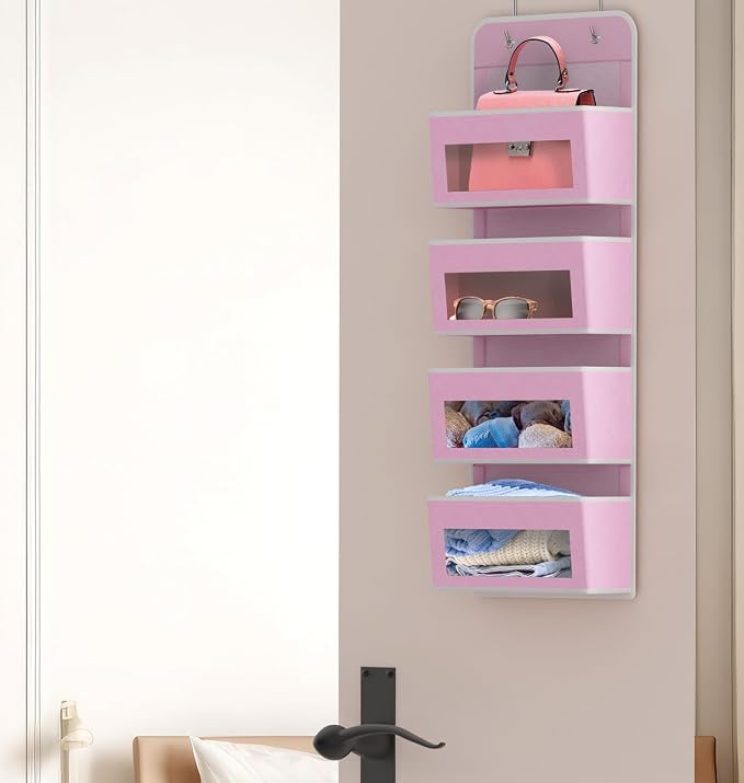 Simple Houseware 4 Clear Window Pocket Over Closet Door Storage Hanging - Image 5