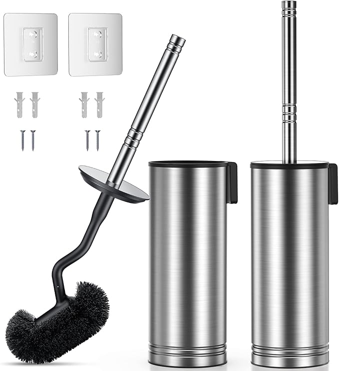 Hamitor Toilet Brush and Holder Set: 304 Stainless Steel Rustproof Toilet by HAMITOR