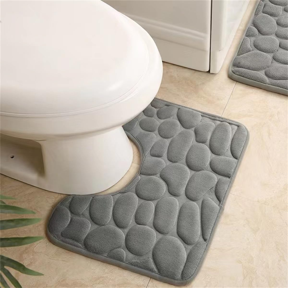 Bathroom U-Shaped Mat, Absorbent and Non-Slip Floor Mat for The Bathroom