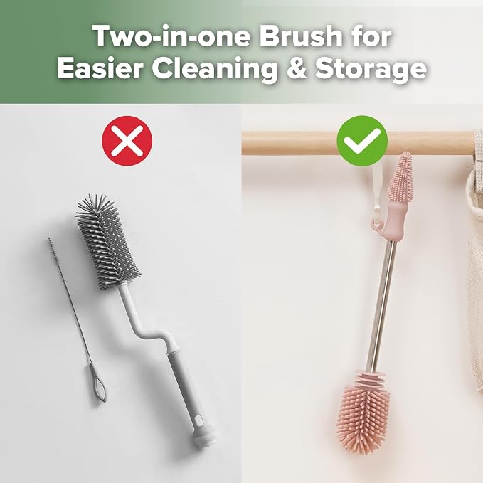haakaa Cleaning Brush Silicone Bottle Brush Double-Ended Soft Silicone Bristles - Image 6
