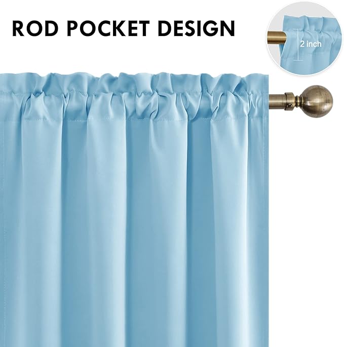 DWCN Light Blue Room Darkening Blackout Curtains - Image 4