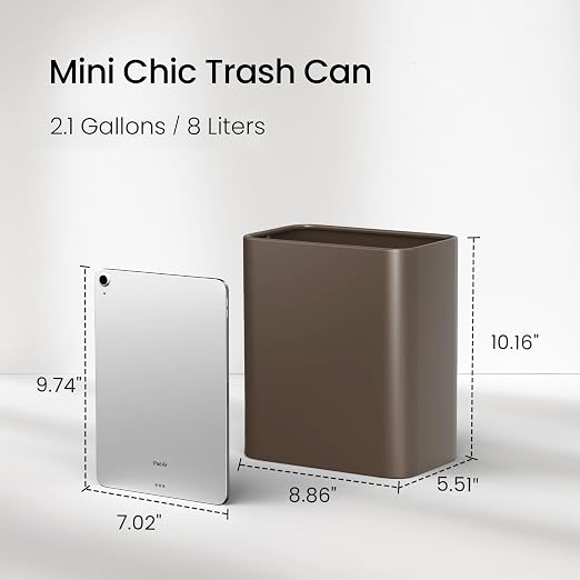 Cesun Small Bathroom Trash Can, 2.1 Gallons, Stainless Steel, Home Office - Image 3