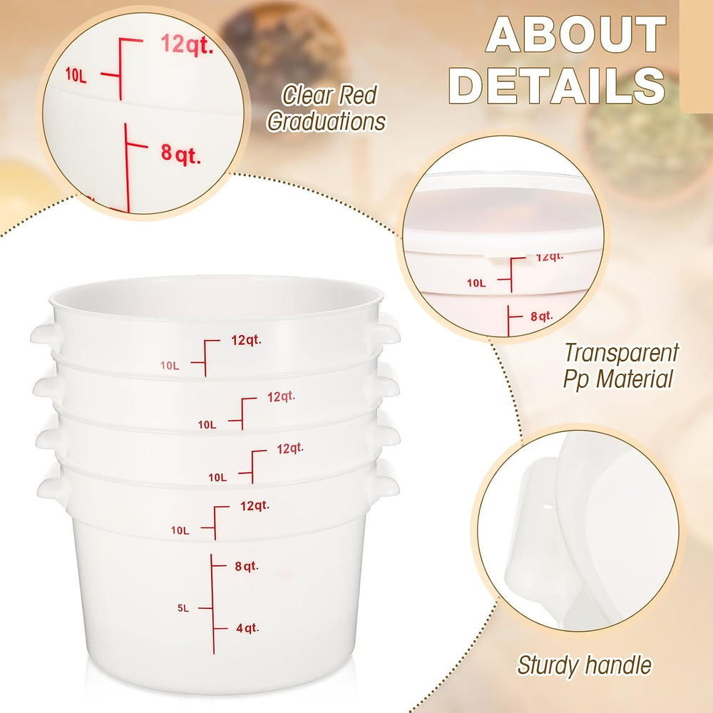 Hushee 4 Pcs Commercial Food Storage Containers
