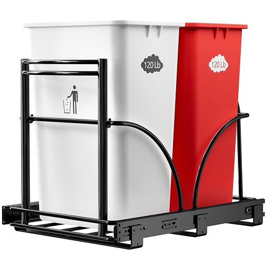 Dual Under Sink Trash Can Heavy Duty Pull Out Trash Can Under Cabinet, Fits by AMENER