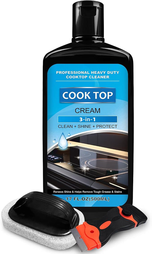Cooktop and Stove Top Cleaner Kit, Glass Cooktop Cleaner Combo Kit by WYCOON